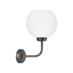 Wandlampe Messing Glas H: 32 cm in Bronze Weiß E27 Kugel