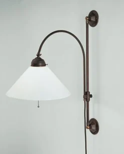 Wandlampe Messing Glas Schalter E27 mit Kabel Stecker