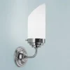 Wandlampe Messing Glas T:14 cm E27 in Nickel blendarm