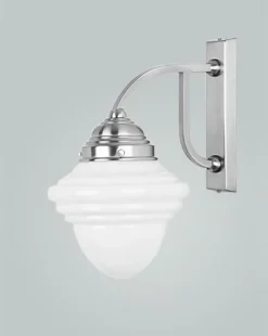 Wandlampe Messing in Nickel Glasschirm E27 T:25 cm