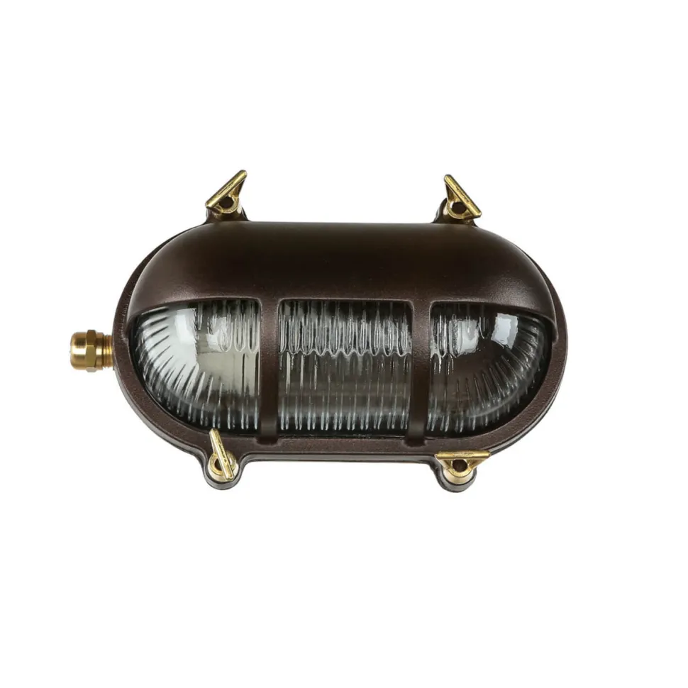 Wandlampe Messing Riffelglas IP64 rostfrei E27 außen