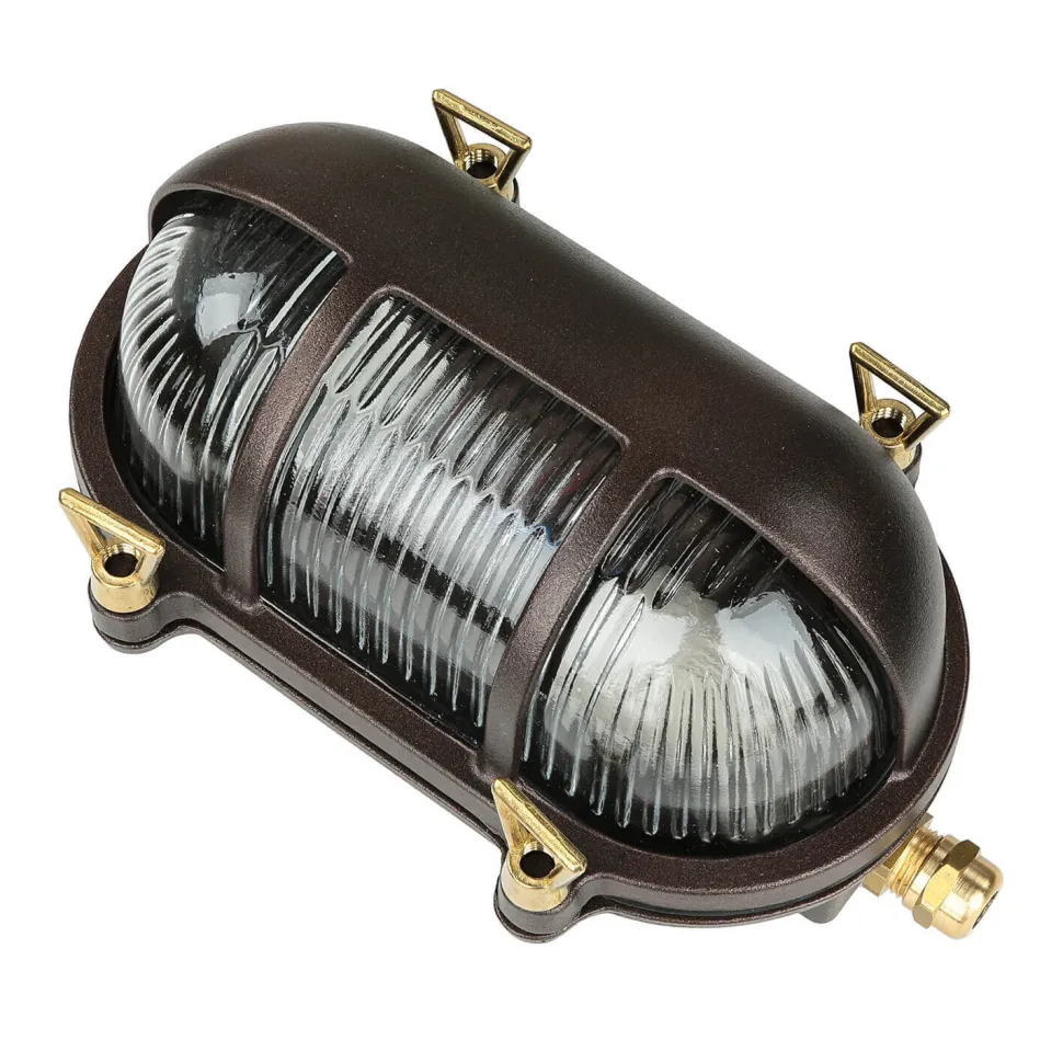 Wandlampe Messing Riffelglas IP64 rostfrei E27 außen