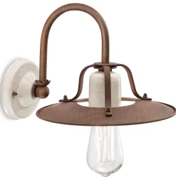 Wandlampe Metall 25 cm breit Creme Rostbraun E27 MATTIA