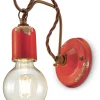 Wandlampe Metall 18 cm hoch Rot Shabby Antik E27 ARASI
