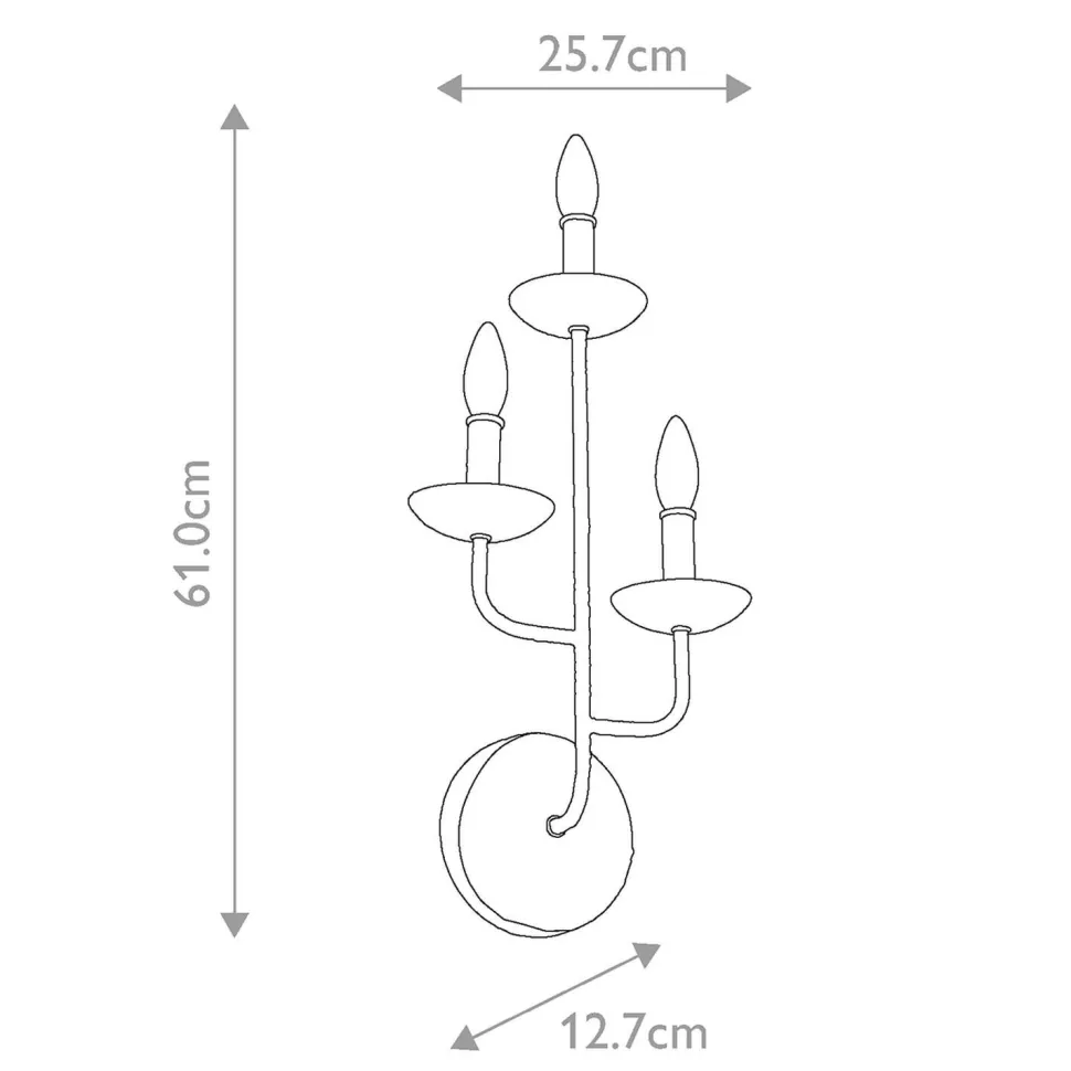Wandlampe Metall 61 cm hoch Weiß E14 3-flammig EIRA