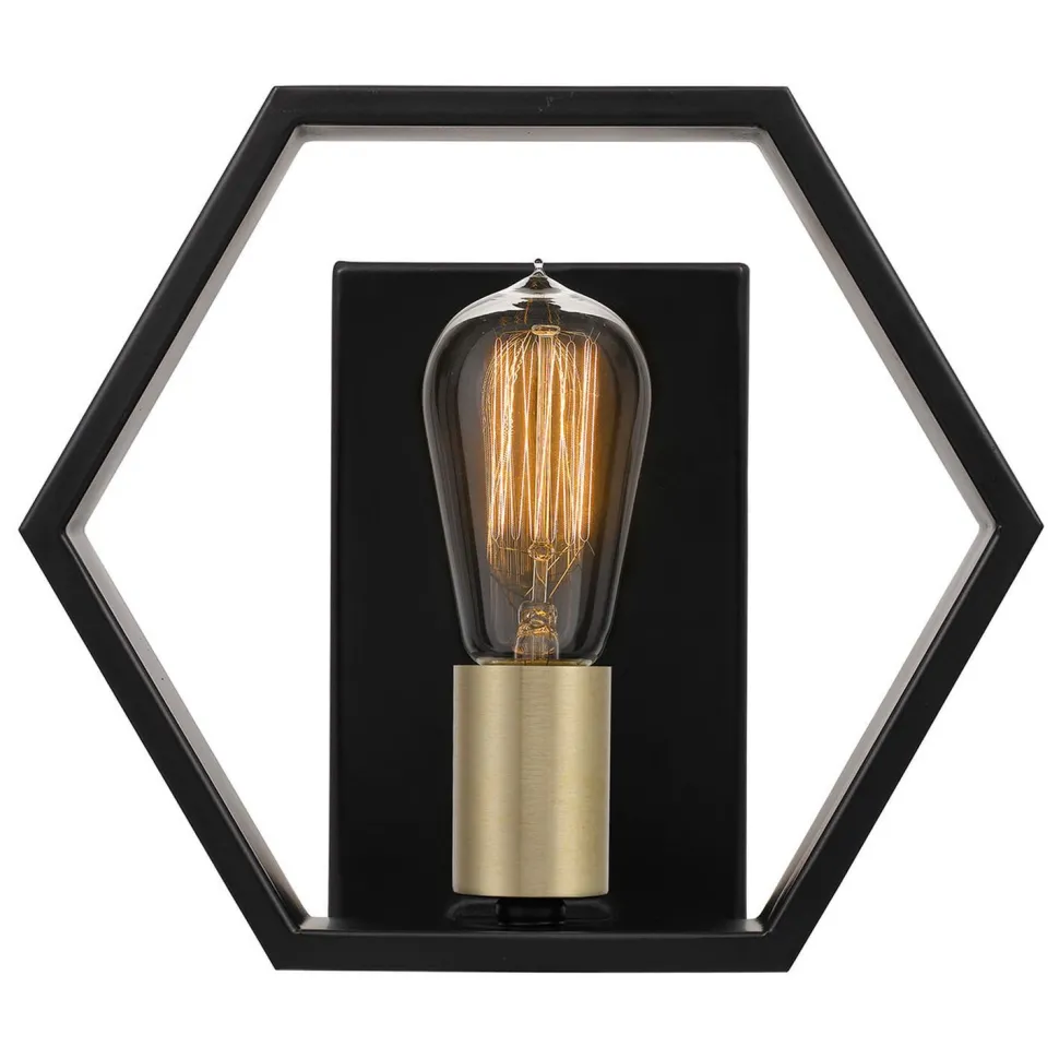 Wandlampe Metall B: 25,4 cm in Schwarz Gold Modern