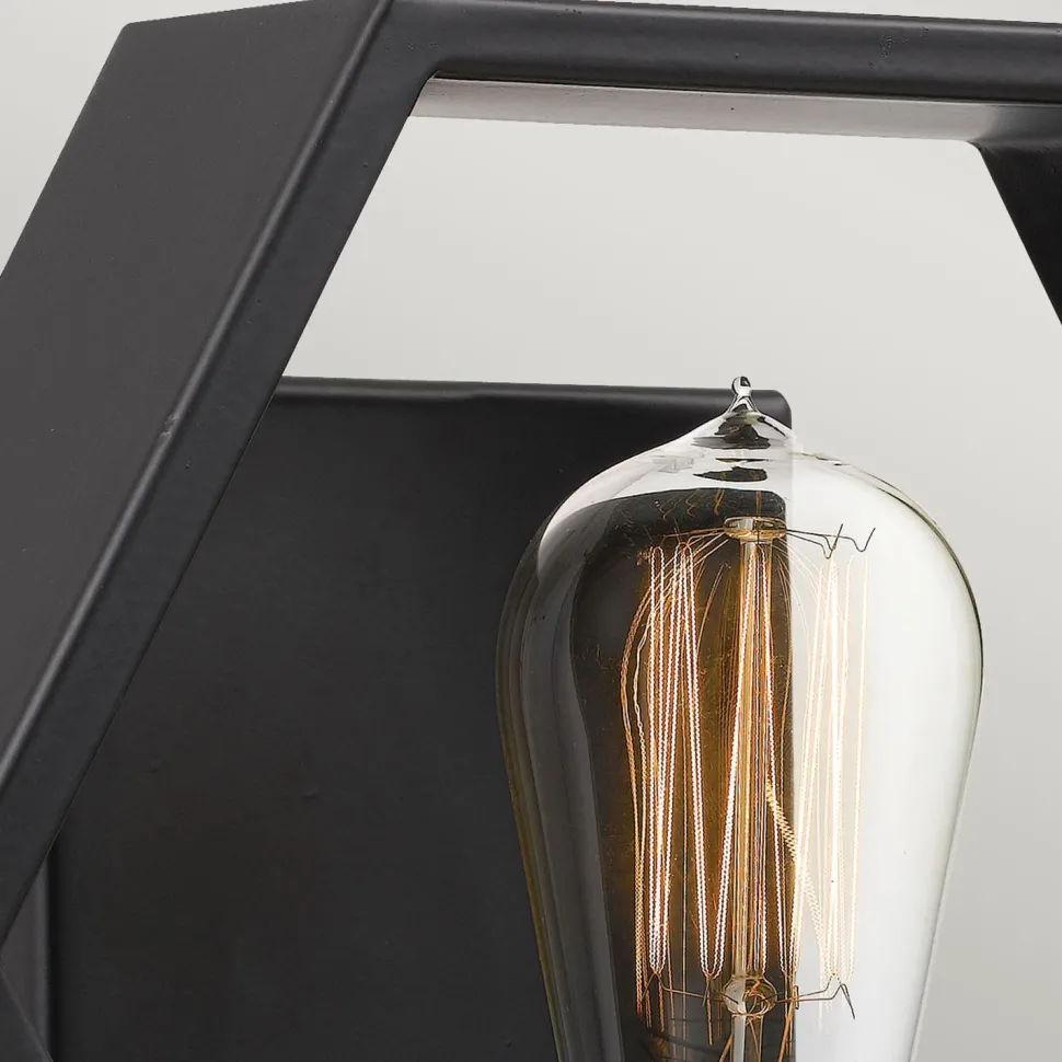 Wandlampe Metall B: 25,4 cm in Schwarz Gold Modern