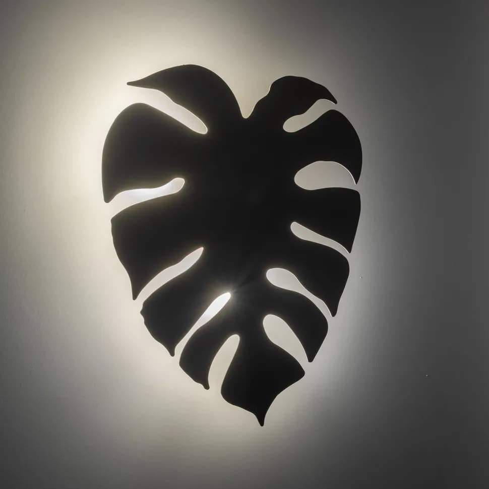 Wandlampe Metall Beige H: 40c m Monstera Blatt 3x G9