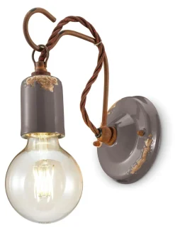 Wandlampe Metall E27 18 cm hoch Taupe Shabby Antik