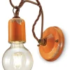 Wandlampe Metall E27 H: 18 cm Orange Shabby Antik