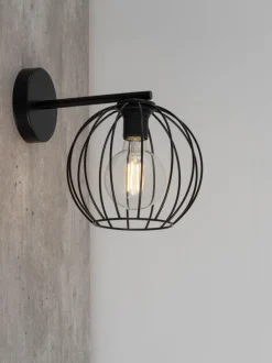 Wandlampe Metall E27 Schwarz Kugel Schirm RASHA