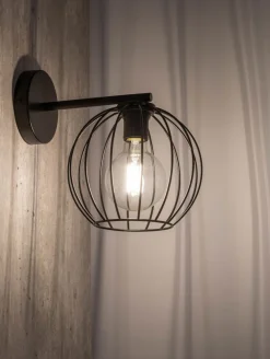 Wandlampe Metall E27 Schwarz Kugel Schirm RASHA