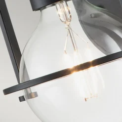 Wandlampe Metall Glas E27 23,3 cm hoch Schwarz Vintage