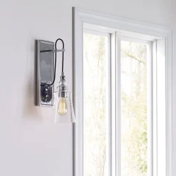 Wandlampe Metall Glas E27 44,1 cm hoch Chrom GREDA