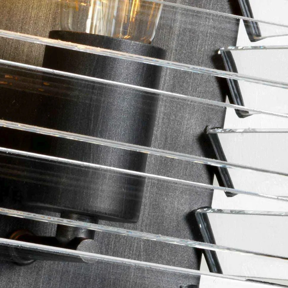 Wandlampe Metall Glas E27 28,8 cm hoch Gunmetal Grau