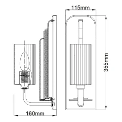 Wandlampe Metall Glas E14 35,5 cm hoch Nickel poliert