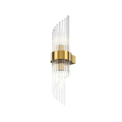 Wandlampe Metall Glas E14 H: 46,2 cm in Gold 2-flammig