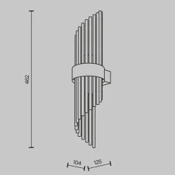 Wandlampe Metall Glas E14 H: 46,2 cm in Gold 2-flammig
