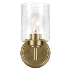 Wandlampe Metall Glas H: 23,5 cm in Messing E27 Vintage