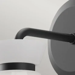 Wandlampe Metall Glas H: 22,2 cm Schwarz Weiß E14 Retro