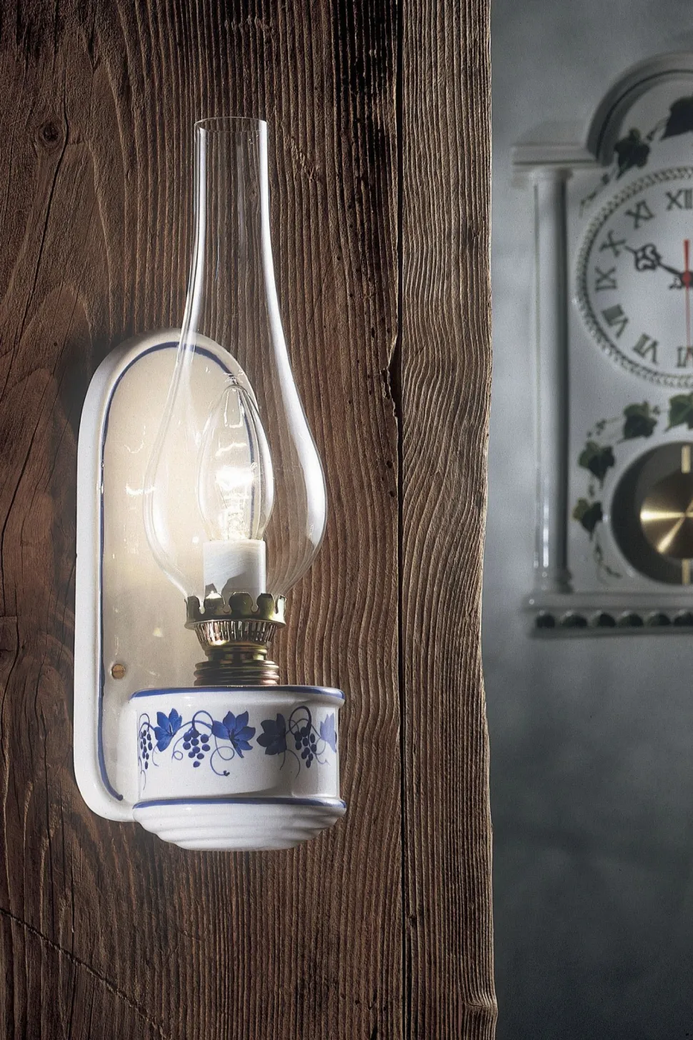 Wandlampe Metall Glas H: 33 cm E14 Vintage Design