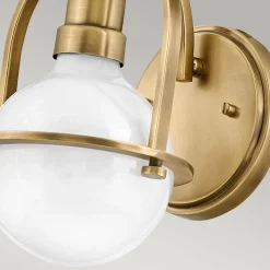 Wandlampe Metall Glas H: 23,3 cm in Messing Antik Weiß