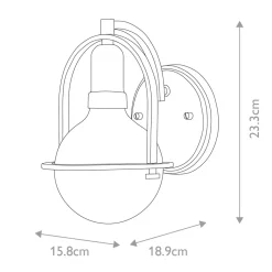 Wandlampe Metall Glas H: 23,3 cm in Messing Antik Weiß