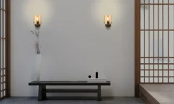 Wandlampe Metall Glas Mokka Bernstein E27 mit Schalter