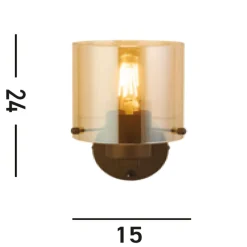 Wandlampe Metall Glas Mokka Bernstein E27 mit Schalter