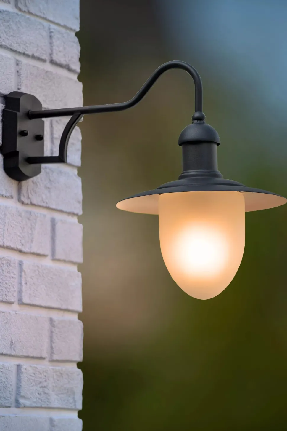 Wandlampe Metall Glas Schwarz T:44 cm IP44 Garten Hof