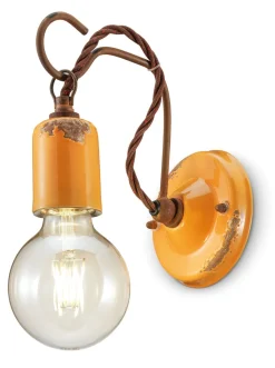 Wandlampe Metall H: 18 cm Gelb Shabby Antik E27 ARASI