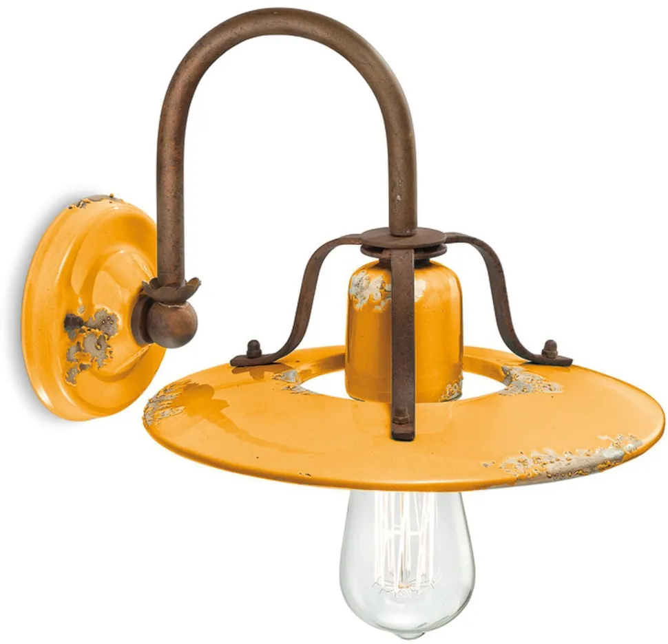 Wandlampe Metall Keramik 25 cm breit E27 Vintage NICOLA