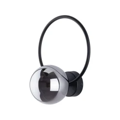 Wandlampe Metall Rauchglas G9 Schwarz Graphit Kugel Schirm