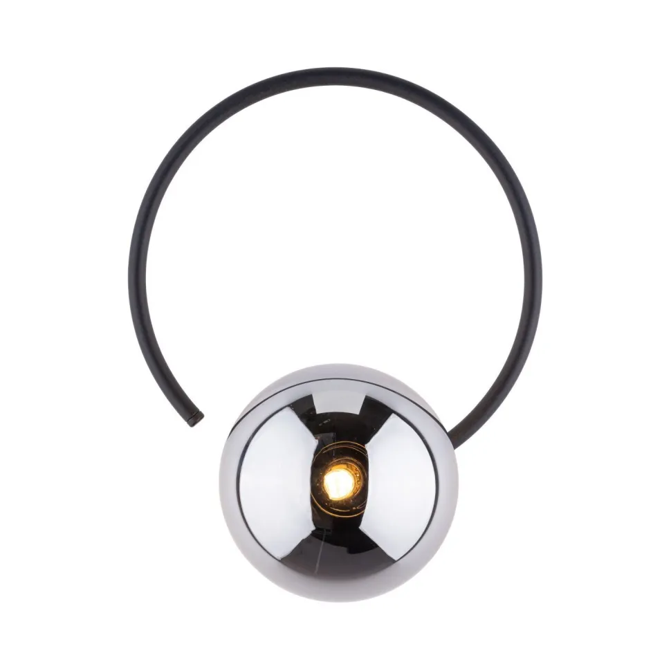 Wandlampe Metall Rauchglas G9 Schwarz Graphit Kugel Schirm