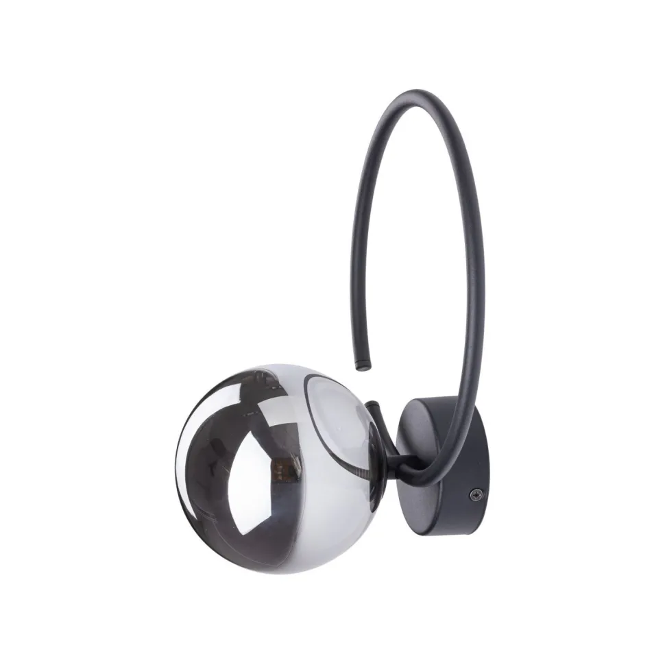 Wandlampe Metall Rauchglas G9 Schwarz Graphit Kugel Schirm