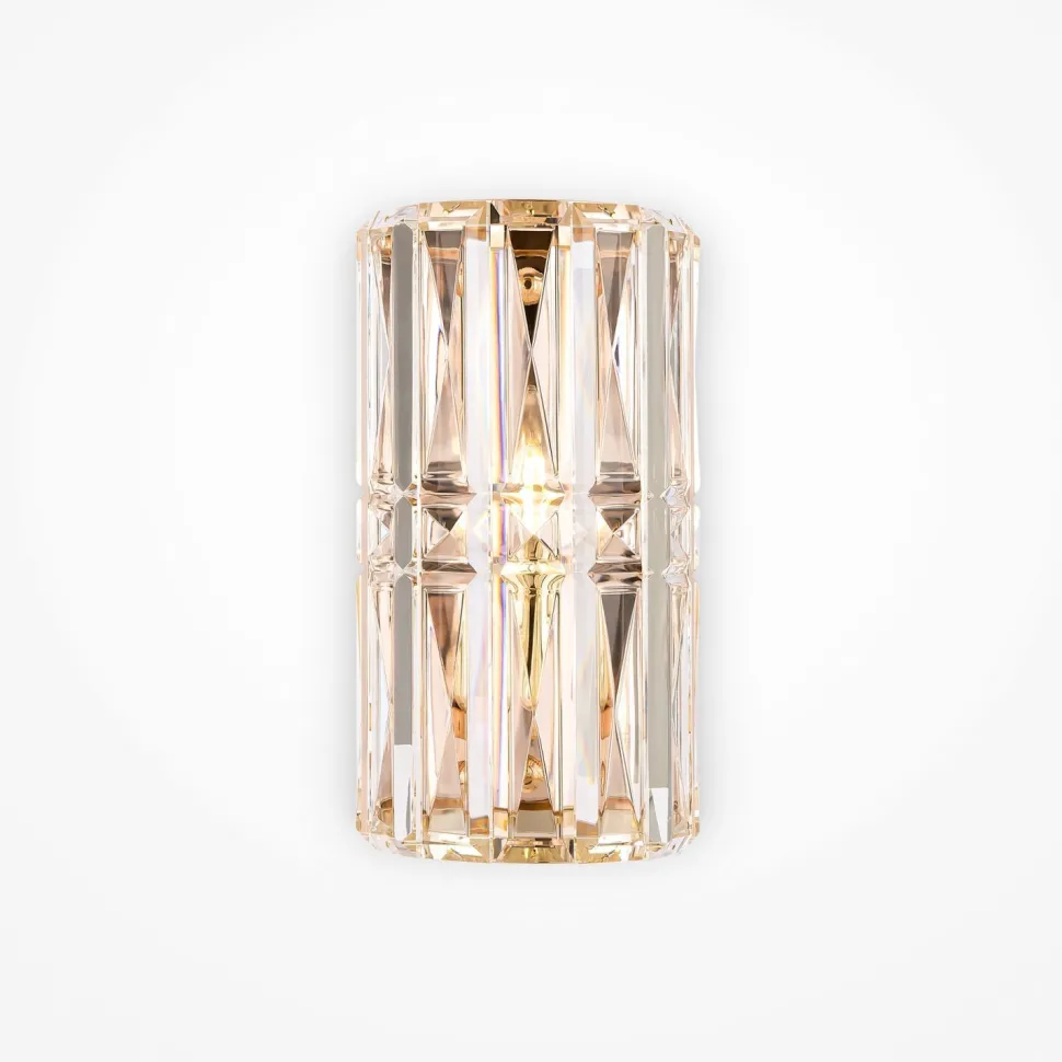 Wandlampe Metall Rauchglas E14 25 cm hoch in Gold JONAS