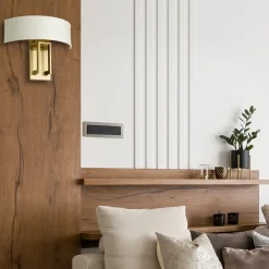 Wandlampe Metall Stoff 38,1 cm breit E14 2-flammig