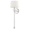 Wandlampe Metall Stoff H: 67,6 cm in Nickel poliert Weiß