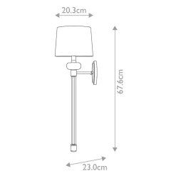 Wandlampe Metall Stoff H: 67,6 cm in Nickel poliert Weiß