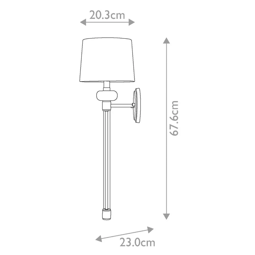 Wandlampe Metall Stoff H: 67,6 cm in Nickel poliert Weiß