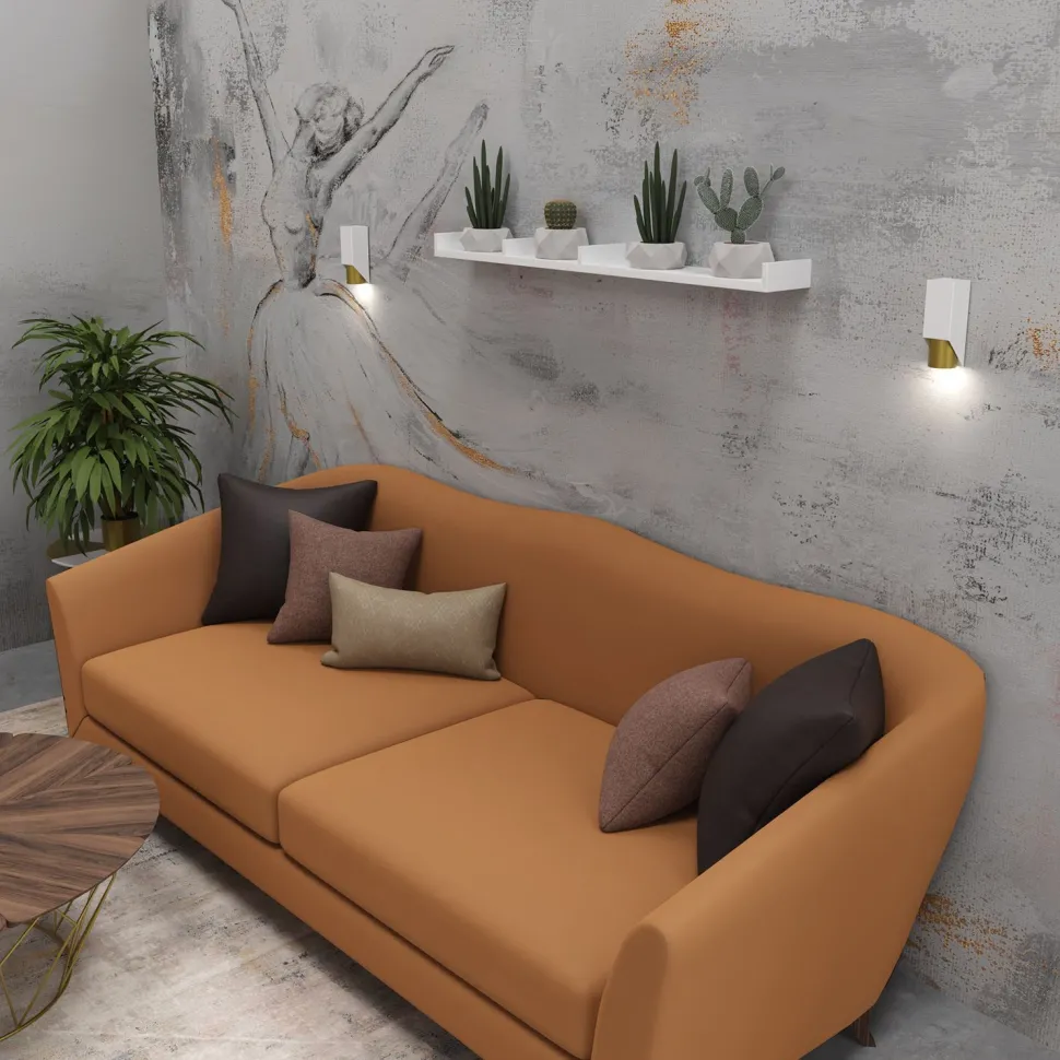 Wandlampe Metall Weiß Messing GU10 stilvoll akzentuiert