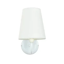 Wandlampe Metall Weiß Stoff Lampe Rustikal