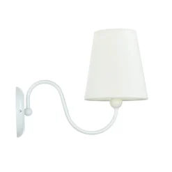 Wandlampe Metall Weiß Stoff Lampe Rustikal