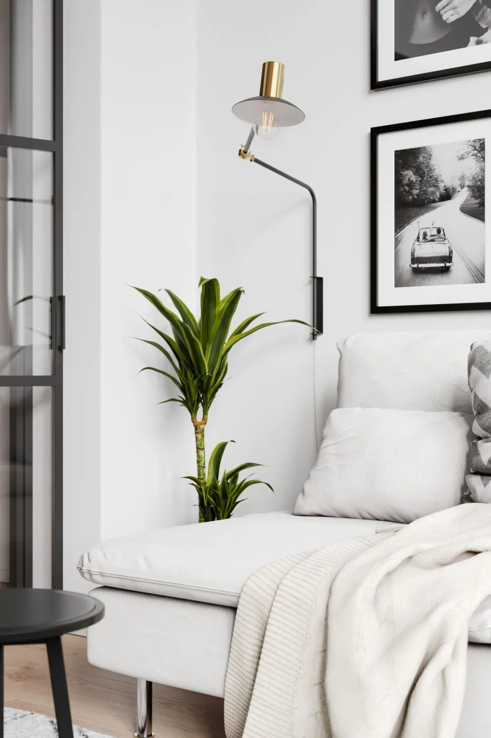 Wandlampe mit Kabel und Stecker Metall E27 Schwenkarm