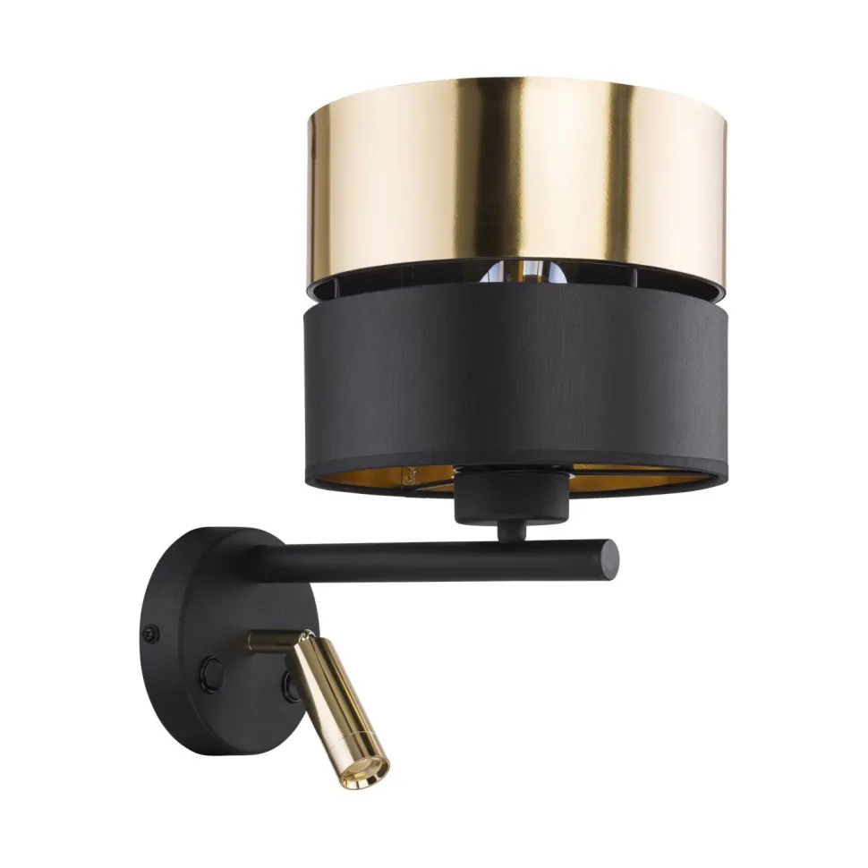 Wandlampe mit Leselampe Schalter Schwarz Gold Bett Sofa