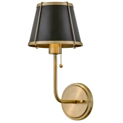 Wandlampe mit Schalter 40cm hoch E27 Metall in Messing Schwarz