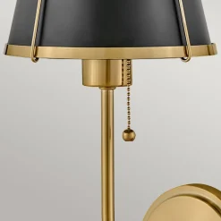 Wandlampe mit Schalter 40cm hoch E27 Metall in Messing Schwarz