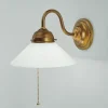 Wandlampe mit Schalter Echt-Messing Glas E27 Jugendstil