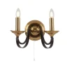 Wandlampe mit Schalter 2-flammig E14 in Bronze B: 33 cm