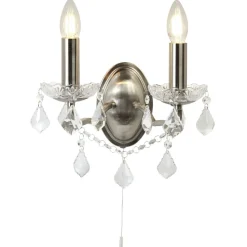 Wandlampe mit Schalter 2-flammig E14 in Silber matt